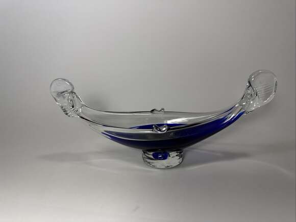 Murano Other - Vtg Murano Hand blown Glass Venetian Gondola Boat Cobalt Blue Ashtray Dish C1